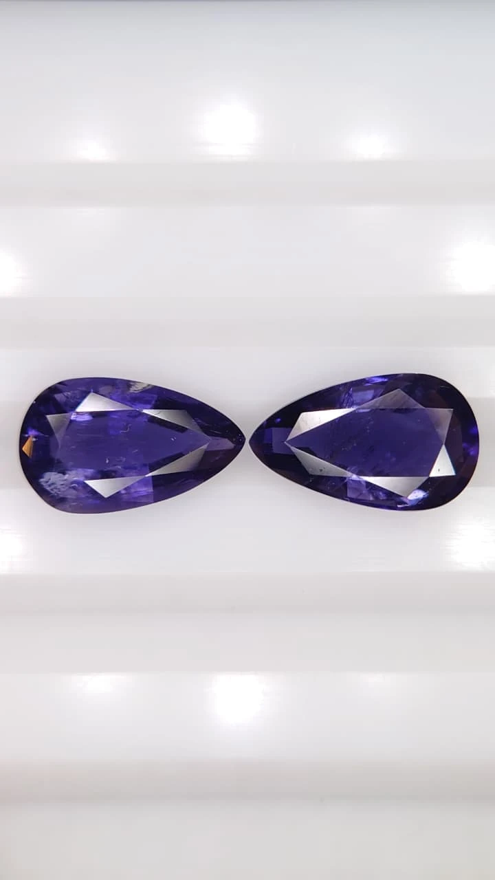4.47ct Natural Pear Faceted Iolite Pair from Madagascar — view 4